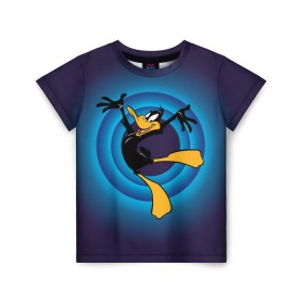 Детская футболка 3D с принтом Даффи Дак в Санкт-Петербурге, 100% гипоаллергенный полиэфир | прямой крой, круглый вырез горловины, длина до линии бедер, чуть спущенное плечо, ткань немного тянется | daffy duck | looney tunes | vdzabma | даффи дак | луни тюнз