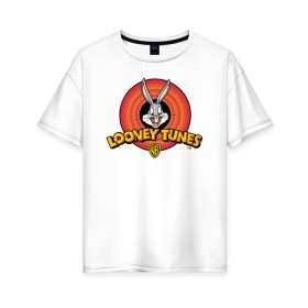 Женская футболка хлопок Oversize с принтом Багз Банни в Санкт-Петербурге, 100% хлопок | свободный крой, круглый ворот, спущенный рукав, длина до линии бедер
 | bugs bunny | looney tunes | vdzabma | багз банни | луни тюнз