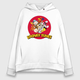 Женское худи Oversize хлопок с принтом Looney Tunes в Санкт-Петербурге, френч-терри — 70% хлопок, 30% полиэстер. Мягкий теплый начес внутри —100% хлопок | боковые карманы, эластичные манжеты и нижняя кромка, капюшон на магнитной кнопке | bugs bunny | daffy duck | looney tunes | sylvester | tasmanian devil | taz | tweety | vdzabma | багз банни | даффи дак | луни тюнз | сильвестр | таз | тасманский дьявол | твити