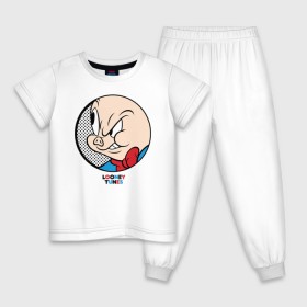 Детская пижама хлопок с принтом Porky Pig в Санкт-Петербурге, 100% хлопок |  брюки и футболка прямого кроя, без карманов, на брюках мягкая резинка на поясе и по низу штанин
 | looney tunes | porky pig | vdzabma | луни тюнз | порки пиг | поросенок порки