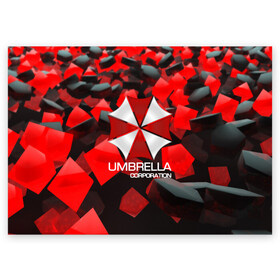 Поздравительная открытка с принтом Umbrella Corp. в Санкт-Петербурге, 100% бумага | плотность бумаги 280 г/м2, матовая, на обратной стороне линовка и место для марки
 | biohazard | biohazard 7 | crocodile | fang | game | hand | monster | new umbrella | resident evil | resident evil 7 | umbrella | umbrella corp | umbrella corporation | zombie