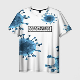 Мужская футболка 3D с принтом CORONAVIRUS в Санкт-Петербурге, 100% полиэфир | прямой крой, круглый вырез горловины, длина до линии бедер | covid 19 | molecule | абстракция | клетки | коронавирус | медицина | микробы | молекулы | наука | нейрон | нейроны | текстура | текстуры | формула
