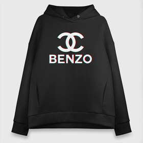 Женское худи Oversize хлопок с принтом BBT BENZO GANG в Санкт-Петербурге, френч-терри — 70% хлопок, 30% полиэстер. Мягкий теплый начес внутри —100% хлопок | боковые карманы, эластичные манжеты и нижняя кромка, капюшон на магнитной кнопке | Тематика изображения на принте: bbt | benzo | benzo gang | big baby tape | ббт | бензо