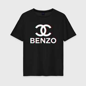 Женская футболка хлопок Oversize с принтом BBT BENZO GANG в Санкт-Петербурге, 100% хлопок | свободный крой, круглый ворот, спущенный рукав, длина до линии бедер
 | bbt | benzo | benzo gang | big baby tape | ббт | бензо