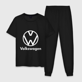 Мужская пижама хлопок с принтом VOLKSWAGEN. в Санкт-Петербурге, 100% хлопок | брюки и футболка прямого кроя, без карманов, на брюках мягкая резинка на поясе и по низу штанин
 | 