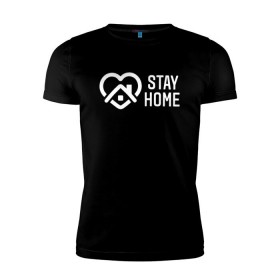 Мужская футболка премиум с принтом INSTAGRAM (STAY HOME). в Санкт-Петербурге, 92% хлопок, 8% лайкра | приталенный силуэт, круглый вырез ворота, длина до линии бедра, короткий рукав | instagram | stay home | дистанция | инстаграм | логотип | лучше дома | остаться дома | сиди дома