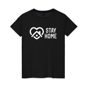 Женская футболка хлопок с принтом INSTAGRAM (STAY HOME). в Санкт-Петербурге, 100% хлопок | прямой крой, круглый вырез горловины, длина до линии бедер, слегка спущенное плечо | instagram | stay home | дистанция | инстаграм | логотип | лучше дома | остаться дома | сиди дома