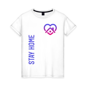 Женская футболка хлопок с принтом INSTAGRAM (STAY HOME). в Санкт-Петербурге, 100% хлопок | прямой крой, круглый вырез горловины, длина до линии бедер, слегка спущенное плечо | 