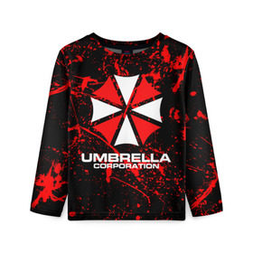 Детский лонгслив 3D с принтом Umbrella Corporation. в Санкт-Петербурге, 100% полиэстер | длинные рукава, круглый вырез горловины, полуприлегающий силуэт
 | resident evil | umbrella corporation | амбрелла | амбрелла корпорейшн | вирус | вымышленная военная и фармацевтическая корпорация | игра | умбрелла