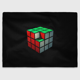 Плед 3D с принтом Кубик Рубика в Санкт-Петербурге, 100% полиэстер | закругленные углы, все края обработаны. Ткань не мнется и не растягивается | Тематика изображения на принте: 3d | головоломка | игры | кубик | мозг | недостающий | рубика | элемент