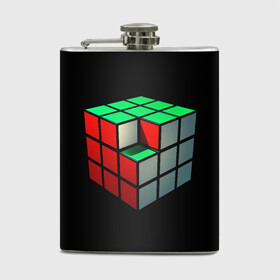 Фляга с принтом Кубик Рубика в Санкт-Петербурге, металлический корпус | емкость 0,22 л, размер 125 х 94 мм. Виниловая наклейка запечатывается полностью | 3d | головоломка | игры | кубик | мозг | недостающий | рубика | элемент