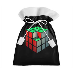 Подарочный 3D мешок с принтом Кубик Рубика в Санкт-Петербурге, 100% полиэстер | Размер: 29*39 см | Тематика изображения на принте: 3d | головоломка | игры | кубик | мозг | недостающий | рубика | элемент