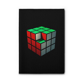 Обложка для автодокументов с принтом Кубик Рубика в Санкт-Петербурге, натуральная кожа |  размер 19,9*13 см; внутри 4 больших “конверта” для документов и один маленький отдел — туда идеально встанут права | 3d | головоломка | игры | кубик | мозг | недостающий | рубика | элемент