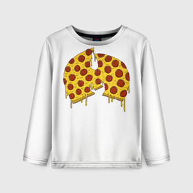 Детский лонгслив 3D с принтом Pizza Clan в Санкт-Петербурге, 100% полиэстер | длинные рукава, круглый вырез горловины, полуприлегающий силуэт
 | Тематика изображения на принте: ghostface | method man | pizza | rap | rza | wu tang | ву танг | еда | метод мен | пицца | рэп