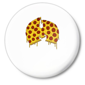 Значок с принтом Pizza Clan в Санкт-Петербурге,  металл | круглая форма, металлическая застежка в виде булавки | Тематика изображения на принте: ghostface | method man | pizza | rap | rza | wu tang | ву танг | еда | метод мен | пицца | рэп