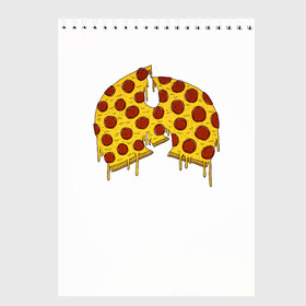 Скетчбук с принтом Pizza Clan в Санкт-Петербурге, 100% бумага
 | 48 листов, плотность листов — 100 г/м2, плотность картонной обложки — 250 г/м2. Листы скреплены сверху удобной пружинной спиралью | Тематика изображения на принте: ghostface | method man | pizza | rap | rza | wu tang | ву танг | еда | метод мен | пицца | рэп