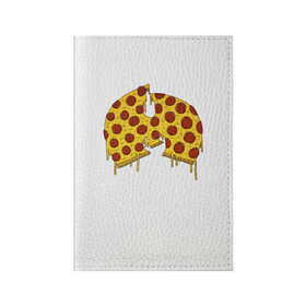 Обложка для паспорта матовая кожа с принтом Pizza Clan в Санкт-Петербурге, натуральная матовая кожа | размер 19,3 х 13,7 см; прозрачные пластиковые крепления | Тематика изображения на принте: ghostface | method man | pizza | rap | rza | wu tang | ву танг | еда | метод мен | пицца | рэп