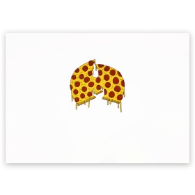 Поздравительная открытка с принтом Pizza Clan в Санкт-Петербурге, 100% бумага | плотность бумаги 280 г/м2, матовая, на обратной стороне линовка и место для марки
 | Тематика изображения на принте: ghostface | method man | pizza | rap | rza | wu tang | ву танг | еда | метод мен | пицца | рэп