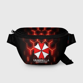 Поясная сумка 3D с принтом UMBRELLA CORP в Санкт-Петербурге, 100% полиэстер | плотная ткань, ремень с регулируемой длиной, внутри несколько карманов для мелочей, основное отделение и карман с обратной стороны сумки застегиваются на молнию | ada wong | biohazard | leon | nemesis | project resistance | raccoon city | re | re3 | resident evil | resident evil 3 | rpd | stars | umbrella | ада вонг | амбрелла | немезис | ужасы