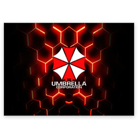 Поздравительная открытка с принтом UMBRELLA CORP в Санкт-Петербурге, 100% бумага | плотность бумаги 280 г/м2, матовая, на обратной стороне линовка и место для марки
 | ada wong | biohazard | leon | nemesis | project resistance | raccoon city | re | re3 | resident evil | resident evil 3 | rpd | stars | umbrella | ада вонг | амбрелла | немезис | ужасы