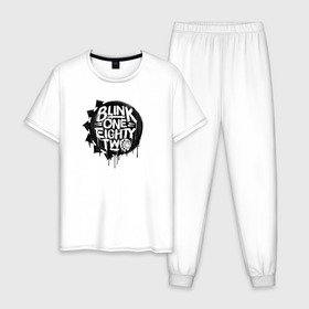 Мужская пижама хлопок с принтом Blink 182 в Санкт-Петербурге, 100% хлопок | брюки и футболка прямого кроя, без карманов, на брюках мягкая резинка на поясе и по низу штанин
 | blink | california | pop | punk | rock | блинк | группа | калифорния | панк | рок