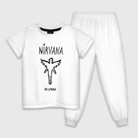Детская пижама хлопок с принтом Nirvana In utero в Санкт-Петербурге, 100% хлопок |  брюки и футболка прямого кроя, без карманов, на брюках мягкая резинка на поясе и по низу штанин
 | in utero | nirvana | nirvana in utero | smile | курт кобейн | нирвана | нирвана in utero