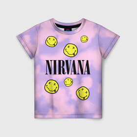Детская футболка 3D с принтом NIRVANA в Санкт-Петербурге, 100% гипоаллергенный полиэфир | прямой крой, круглый вырез горловины, длина до линии бедер, чуть спущенное плечо, ткань немного тянется | Тематика изображения на принте: in utero | nevermind | nirvana | nirvana in utero | nirvana logo | smile | курт кобейн | нирвана | нирвана in utero | нирвана лого
