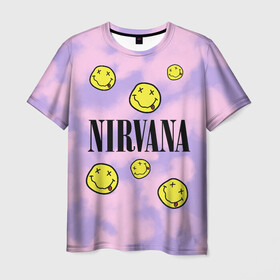 Мужская футболка 3D с принтом NIRVANA в Санкт-Петербурге, 100% полиэфир | прямой крой, круглый вырез горловины, длина до линии бедер | in utero | nevermind | nirvana | nirvana in utero | nirvana logo | smile | курт кобейн | нирвана | нирвана in utero | нирвана лого