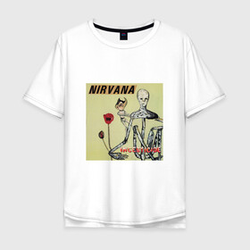 Мужская футболка хлопок Oversize с принтом NIRVANA в Санкт-Петербурге, 100% хлопок | свободный крой, круглый ворот, “спинка” длиннее передней части | Тематика изображения на принте: in utero | nevermind | nirvana | nirvana in utero | nirvana logo | smile | курт кобейн | нирвана | нирвана in utero | нирвана лого