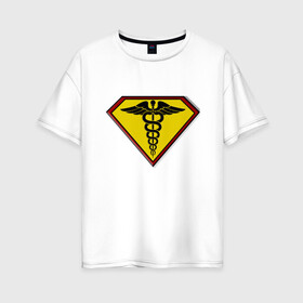 Женская футболка хлопок Oversize с принтом Символ героев в Санкт-Петербурге, 100% хлопок | свободный крой, круглый ворот, спущенный рукав, длина до линии бедер
 | врачи | врачи супергерои | медицина | символ | эмблема