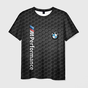 Мужская футболка 3D с принтом BMW PERFORMANCE в Санкт-Петербурге, 100% полиэфир | прямой крой, круглый вырез горловины, длина до линии бедер | bmw | абстракция | авто | автомобиль | бмв | железо | лого | логотип | машина | сетка | скорость | соты | сталь