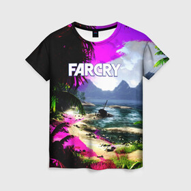 Женская футболка 3D с принтом FARCRY в Санкт-Петербурге, 100% полиэфир ( синтетическое хлопкоподобное полотно) | прямой крой, круглый вырез горловины, длина до линии бедер | far cry | farcry | game | ubisof | выживание | джунгли | игры | остров | фар край