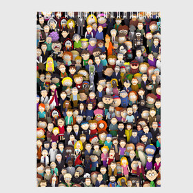 Скетчбук с принтом Персонажи South Park в Санкт-Петербурге, 100% бумага
 | 48 листов, плотность листов — 100 г/м2, плотность картонной обложки — 250 г/м2. Листы скреплены сверху удобной пружинной спиралью | Тематика изображения на принте: park | sout | мультик | парк | патрен | персонаж | саус | сериал | толпа | южный