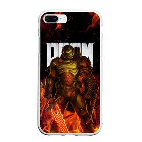 Чехол для iPhone 7Plus/8 Plus матовый с принтом DOOM ETERNAL в Санкт-Петербурге, Силикон | Область печати: задняя сторона чехла, без боковых панелей | Тематика изображения на принте: demons | devil | doom | doom eternal | doom guy | doom slayer | hell | iddqd | slayer | ад | демоны | дум | палач рока