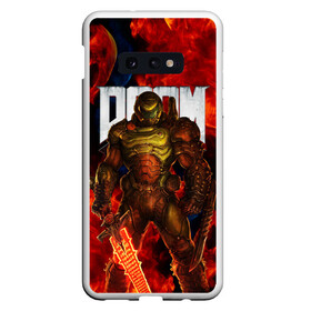 Чехол для Samsung S10E с принтом DOOM ETERNAL в Санкт-Петербурге, Силикон | Область печати: задняя сторона чехла, без боковых панелей | Тематика изображения на принте: demons | devil | doom | doom eternal | doom guy | doom slayer | hell | iddqd | slayer | ад | демоны | дум | палач рока