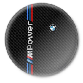 Значок с принтом BMW POWER CARBON в Санкт-Петербурге,  металл | круглая форма, металлическая застежка в виде булавки | bmw | carbon power | абстракция | авто | автомобиль | бмв | карбон | лого | логотип | машина | скорость