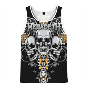 Мужская майка 3D с принтом Megadeth в Санкт-Петербурге, 100% полиэстер | круглая горловина, приталенный силуэт, длина до линии бедра. Пройма и горловина окантованы тонкой бейкой | countdown to extinction | бас | гитара | группа | дэйв мастейн | кико лоурейро | лос анджелес | метал | трэш | хард рок | хеви метал