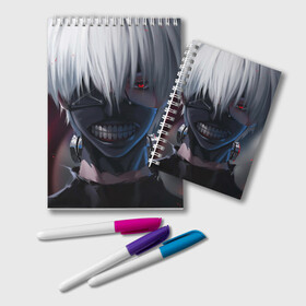 Блокнот с принтом TOKYO GHOUL в Санкт-Петербурге, 100% бумага | 48 листов, плотность листов — 60 г/м2, плотность картонной обложки — 250 г/м2. Листы скреплены удобной пружинной спиралью. Цвет линий — светло-серый
 | Тематика изображения на принте: anime | heroes | kaneki | manga | tokyo ghoul | аниме | герои | канеки | манга | токийский гуль | токио гуль