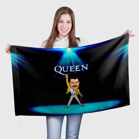 Флаг 3D с принтом Фреди Меркури в Санкт-Петербурге, 100% полиэстер | плотность ткани — 95 г/м2, размер — 67 х 109 см. Принт наносится с одной стороны | freddie mercury | queen | англия | квин | музака | певец | рок | фреди меркури