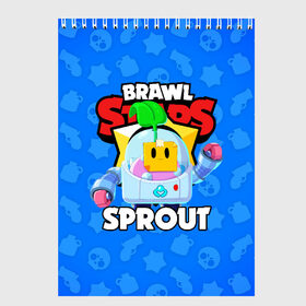 Скетчбук с принтом BRAWL STARS SPROUT в Санкт-Петербурге, 100% бумага
 | 48 листов, плотность листов — 100 г/м2, плотность картонной обложки — 250 г/м2. Листы скреплены сверху удобной пружинной спиралью | 8 bit | 8 бит | bibi | brawl stars | crow | el brown | leon | leon shark | max | mr.p | phoenix | sally leon | shark | sprout | stars | virus | werewolf | акула | биби | вирус | ворон | леон | оборотень | пингвин