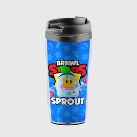 Термокружка-непроливайка с принтом BRAWL STARS SPROUT в Санкт-Петербурге, внутренняя часть — пищевой пластик, наружная часть — прозрачный пластик, между ними — полиграфическая вставка с рисунком | объем — 350 мл, герметичная крышка | 8 bit | 8 бит | bibi | brawl stars | crow | el brown | leon | leon shark | max | mr.p | phoenix | sally leon | shark | sprout | stars | virus | werewolf | акула | биби | вирус | ворон | леон | оборотень | пингвин