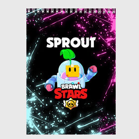 Скетчбук с принтом BRAWL STARS SPROUT в Санкт-Петербурге, 100% бумага
 | 48 листов, плотность листов — 100 г/м2, плотность картонной обложки — 250 г/м2. Листы скреплены сверху удобной пружинной спиралью | 8 bit | 8 бит | bibi | brawl stars | crow | el brown | leon | leon shark | max | mr.p | phoenix | sally leon | shark | sprout | stars | virus | werewolf | акула | биби | вирус | ворон | леон | оборотень | пингвин