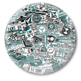 Значок с принтом Бренды (Стерео красный/синий) в Санкт-Петербурге,  металл | круглая форма, металлическая застежка в виде булавки | авто | бренд | буквы | герой | дудл | звезда | значок | игровые | иероглифы | картинки | лого | логотип | марка | надпись | номер | перс | персонаж | пиксель | смайл | стерео | супер | фото | число | шилд