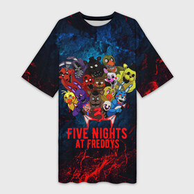 Платье-футболка 3D с принтом Five Nights At Freddys в Санкт-Петербурге,  |  | 5 ночей с фредди | five nights at freddys | fnaf | horror | nightmare | страшилки | ужасы | фнаф | фредди фазбер | хоррор