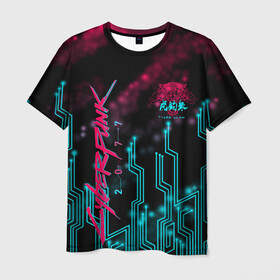 Мужская футболка 3D с принтом CYBERPUNK в Санкт-Петербурге, 100% полиэфир | прямой крой, круглый вырез горловины, длина до линии бедер | cyberpunk | cyberpunk 2077 | hacker | samurai | tygers | tygers claw | банда когти тигра | киберпанк | киберпанк 2077 | самураи | фантастика