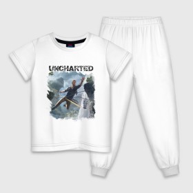 Детская пижама хлопок с принтом UNCHARTED в Санкт-Петербурге, 100% хлопок |  брюки и футболка прямого кроя, без карманов, на брюках мягкая резинка на поясе и по низу штанин
 | play | uncharted | uncharted 4 | дрейк | игры | не отмеченный на карте | неведомый | неизведанный | неизвестный | нейт | нейтан