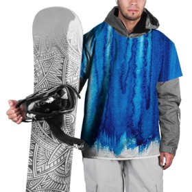Накидка на куртку 3D с принтом Будь в потоке в Санкт-Петербурге, 100% полиэстер |  | water | waterfall | абстракция | акварель | вода | водопад | голубая абстракция | дождь | краска | потеки краски | поток | потоки воды | потоки краски | текстура