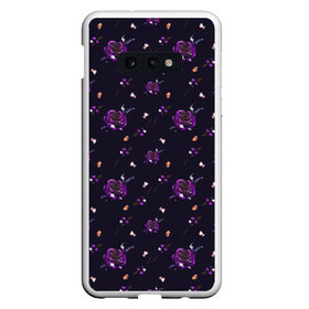 Чехол для Samsung S10E с принтом фиолетовые розы на темном фоне в Санкт-Петербурге, Силикон | Область печати: задняя сторона чехла, без боковых панелей | Тематика изображения на принте: ботаника | ежевичный | лиловый | патерн | пурпурный | розы | сиреневый | стильный | темный | тренды | узор | фиолетовый | цветочки | цветы | чернильный | черничный