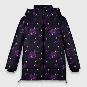 Женская зимняя куртка 3D с принтом фиолетовые розы на темном фоне в Санкт-Петербурге, верх — 100% полиэстер; подкладка — 100% полиэстер; утеплитель — 100% полиэстер | длина ниже бедра, силуэт Оверсайз. Есть воротник-стойка, отстегивающийся капюшон и ветрозащитная планка. 

Боковые карманы с листочкой на кнопках и внутренний карман на молнии | ботаника | ежевичный | лиловый | патерн | пурпурный | розы | сиреневый | стильный | темный | тренды | узор | фиолетовый | цветочки | цветы | чернильный | черничный