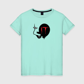 Женская футболка хлопок с принтом IT в Санкт-Петербурге, 100% хлопок | прямой крой, круглый вырез горловины, длина до линии бедер, слегка спущенное плечо | it | pennywise | vdosadir | андрес мускетти | оно | пеннивайз